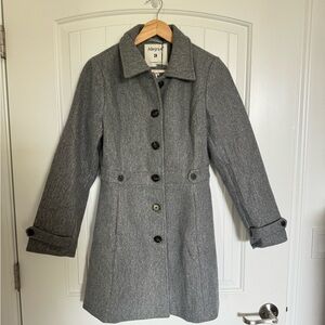 Allegra K Gray Button Up Peacoat Size Medium